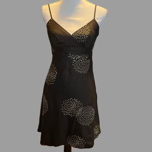 Ann Taylor dark brown dress with gold embroidery